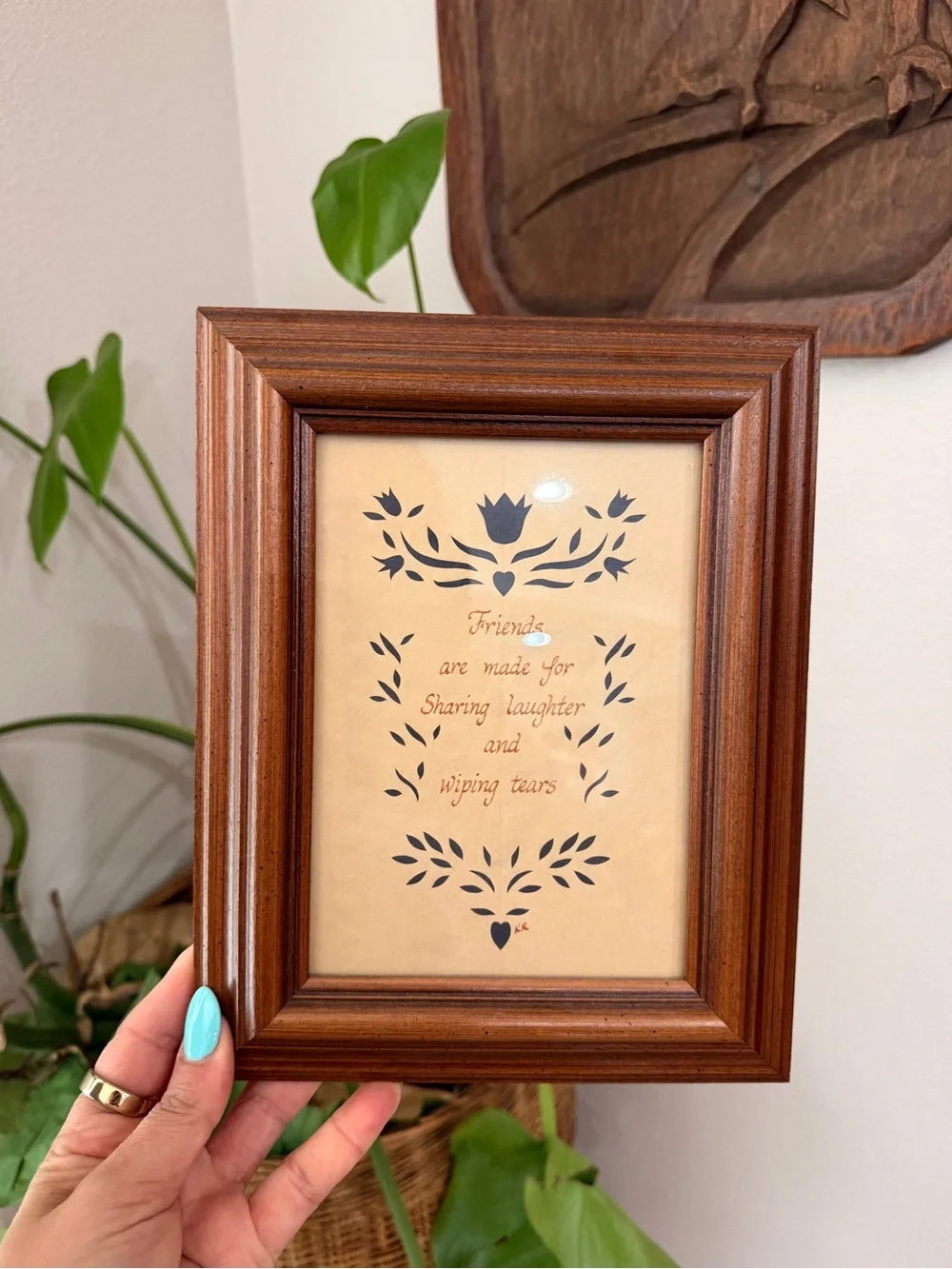 Vintage Calico Apple Scherenschnitte Friends Framed Folk Art Paper Cutting